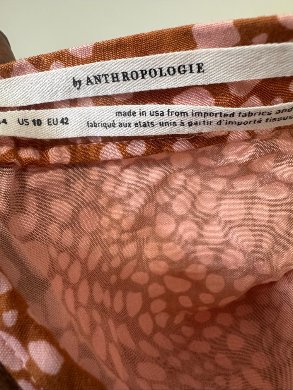 Anthropologie Brown & Pink Animal Print Wrap Midi Skirt Size 10 - Picture 7 of 7